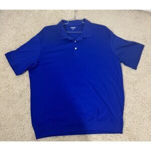 Lands End Traditional Fit Banded Hem‎ Cotton Short Sleeve Blue Polo Shirt XXL